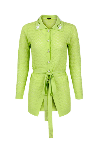 Lime Cashmere Shirt With Embroidery - ANDREEVA - Modalova