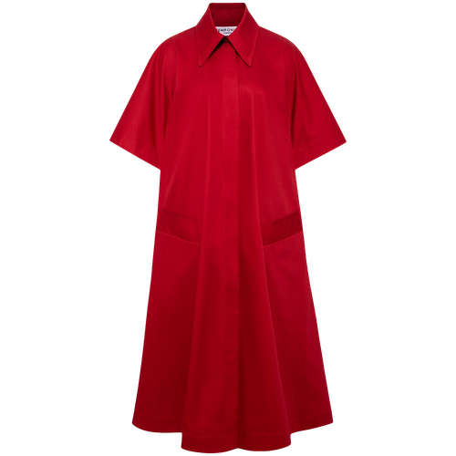 Oversized Cape Cotton Dress (Berry Red) - Femponiq - Modalova