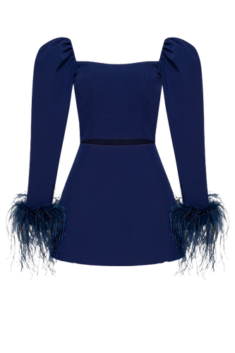Mini Dress with Feathers - Guranda - Modalova