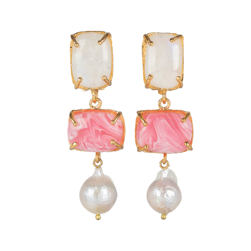 Loren Earrings White & Pink - Christie Nicolaides - Modalova