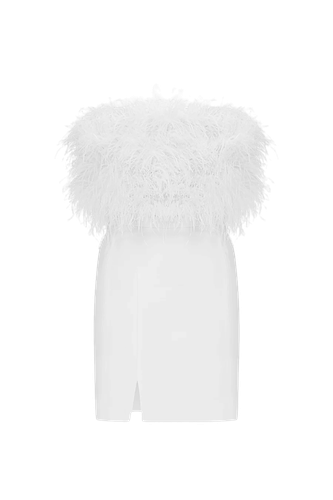Unison - Mini Slit Dress with Ostrich Feathers - ILA - Modalova