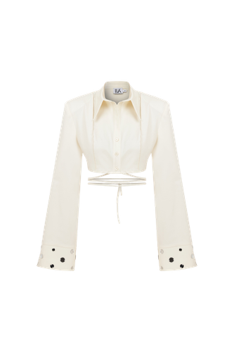 Mindy - Cropped Shirt With Mirrored Collars - ILA - Modalova
