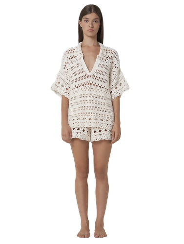 MIA Hand-crochet polo top ecru - Leap Concept - Modalova