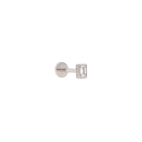 RECTANGULAR LABRET - WHITE DIAMOND & WHITE GOLD | Women's Earrings - ENNUI - Modalova