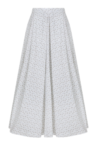 June Printed Cotton Midi Skirt in Cannoli Cream | Women's Midi skirts - Nazli Ceren - Modalova