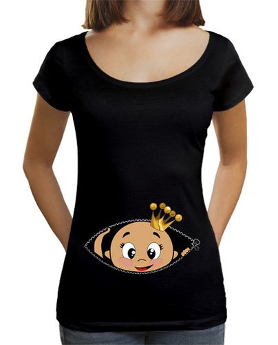 Camiseta mujer Camiseta Cucú Bebé asomando, cuello ancho, negro - latostadora.com - Modalova