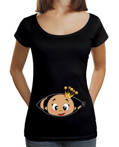 Camiseta mujer Camiseta Cucú Bebé asomando, cuello ancho, negro laTostadora - latostadora.com - Modalova