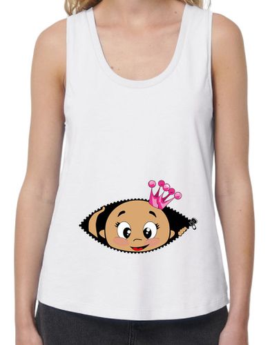 Camiseta mujer Camiseta Cucú Bebé asomando corona rosa, tirantes anchos & Loose Fit, blanca - latostadora.com - Modalova