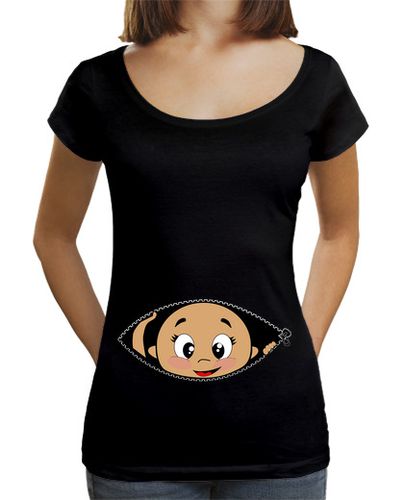 Camiseta mujer Camiseta Cucú Bebé asomando, cuello ancho & Loose Fit, negra - latostadora.com - Modalova