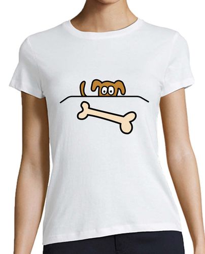 Camiseta Mujer Manga Corta Perro mirando un hueso laTostadora - latostadora.com - Modalova