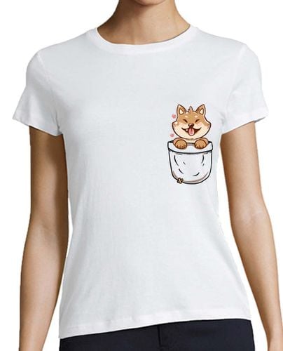 Camiseta Mujer Manga Corta inu del shiba del bolsillo - camisa de la mujer laTostadora - latostadora.com - Modalova