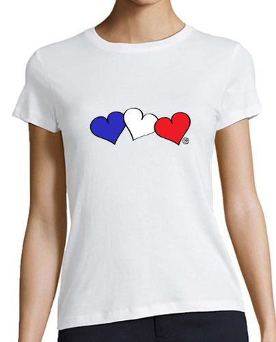 Camiseta Mujer Manga Corta CORAZONES BANDERA FRANCESA laTostadora - latostadora.com - Modalova