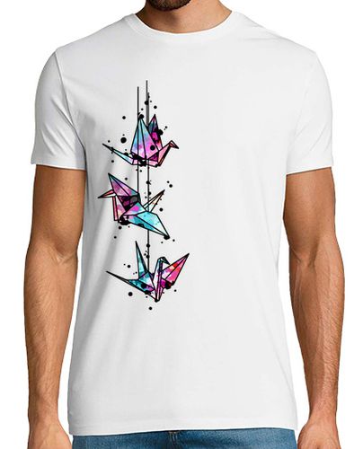 Camiseta origami blanco grúa acuarela - latostadora.com - Modalova