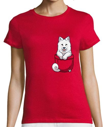 Camiseta Mujer Manga Corta samoyedo del bolsillo - camisa de la mujer laTostadora - latostadora.com - Modalova