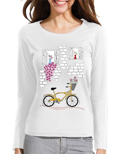 Camiseta mujer bicicleta con balcón floreado - latostadora.com - Modalova