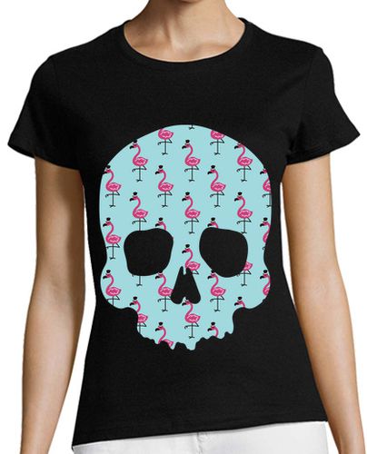 Camiseta Mujer Manga Corta Skull Flamingos laTostadora - latostadora.com - Modalova