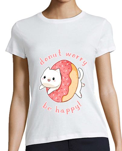 Camiseta mujer Donut worry cat - latostadora.com - Modalova