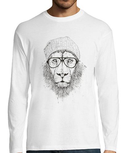 Camiseta Hombre Manga Larga león fresco (bw) laTostadora - latostadora.com - Modalova