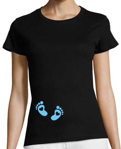 Camiseta Mujer Manga Corta Piececitos Azules laTostadora - latostadora.com - Modalova