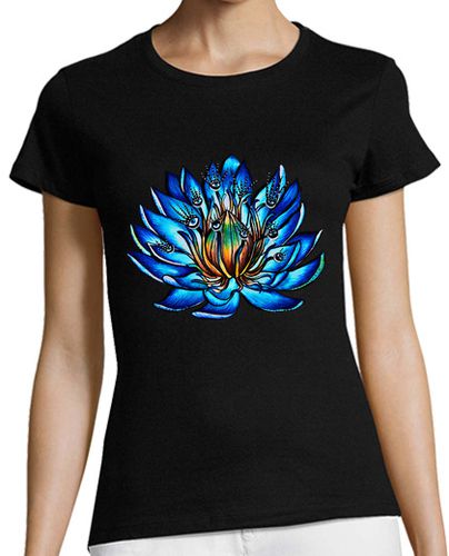 Camiseta Mujer Manga Corta extraña flor de lirio de agua azul de ojos múltiples laTostadora - latostadora.com - Modalova