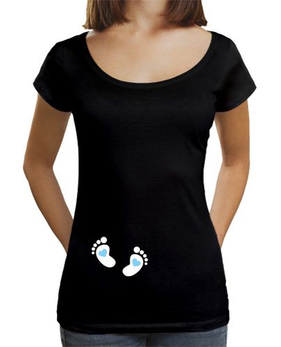 Camiseta mujer Piececitos Blancos Corazón Azul - latostadora.com - Modalova