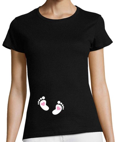 Camiseta mujer Piececitos Blancos Corazón Rosa - latostadora.com - Modalova