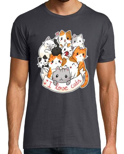 Camiseta Hombre Manga Corta I love cats - chibi cute t-shirt laTostadora - latostadora.com - Modalova