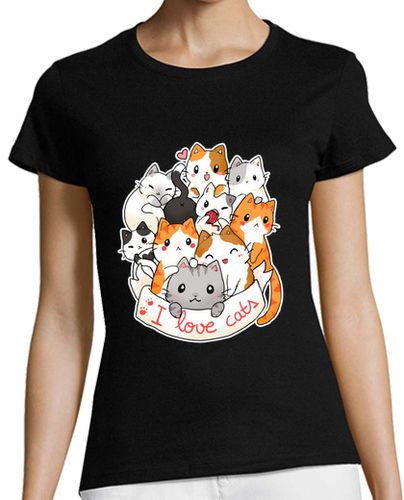 Camiseta mujer I love cats - chibi cute t-shirt - latostadora.com - Modalova