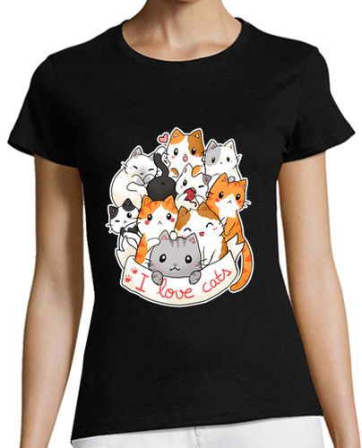 Camiseta mujer I love cats - chibi cute t-shirt laTostadora - latostadora.com - Modalova