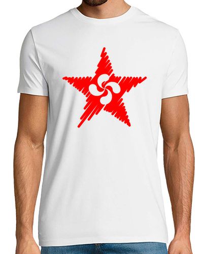 Camiseta Lauburu Estrella Roja Trazos 2 - latostadora.com - Modalova