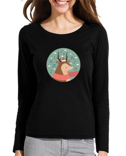 Camiseta Mujer Manga Larga navidad ciervos .. fa la la la la! mujer de manga larga camiseta laTostadora - latostadora.com - Modalova