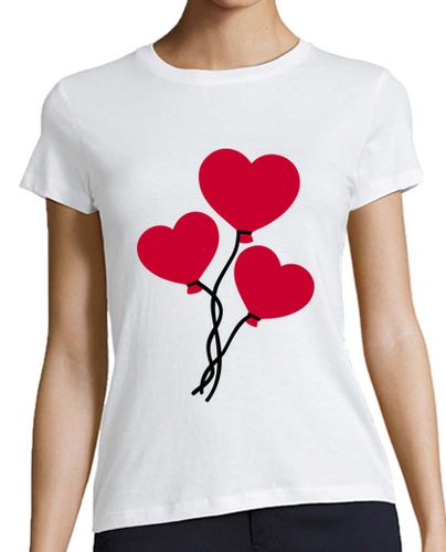 Camiseta mujer globos de corazón rojo - latostadora.com - Modalova