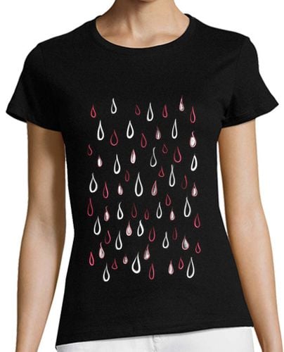 Camiseta Mujer Manga Corta patrón de gotas de lluvia blanco y rojo laTostadora - latostadora.com - Modalova