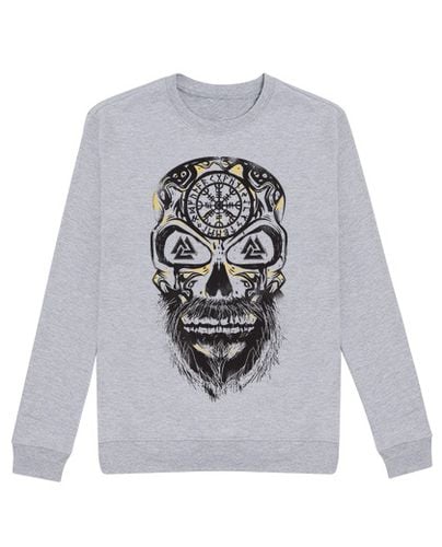 Sudadera Sin Capucha Unisex Calavera Vikingos Negra laTostadora - latostadora.com - Modalova