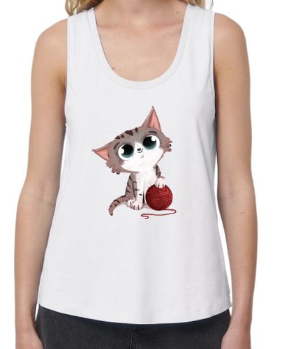 Camiseta mujer gato con ovillo de lana - latostadora.com - Modalova
