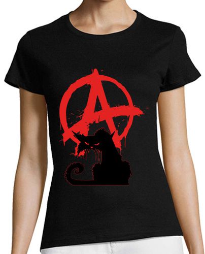 Camiseta mujer camiseta - gato negro anarquista - latostadora.com - Modalova