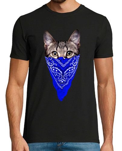 Camiseta Hombre Manga Corta gato gángster (pañuelo azul) laTostadora - latostadora.com - Modalova