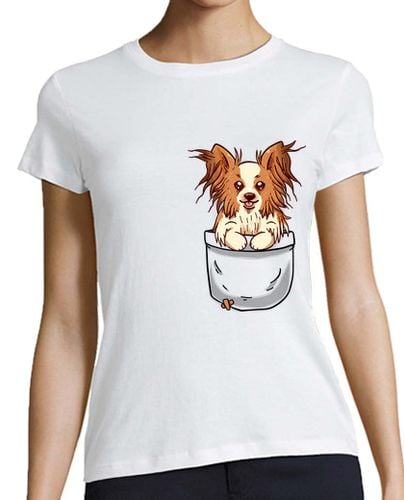 Camiseta Mujer Manga Corta bolsillo papillon puppy - camisa de mujer laTostadora - latostadora.com - Modalova