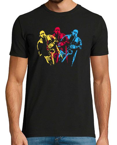 Camiseta colorido cartel de jugador de saxofón - latostadora.com - Modalova