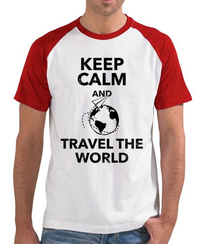 Camiseta Hombre Estilo Béisbol Keep Calm and Travel the World laTostadora - latostadora.com - Modalova