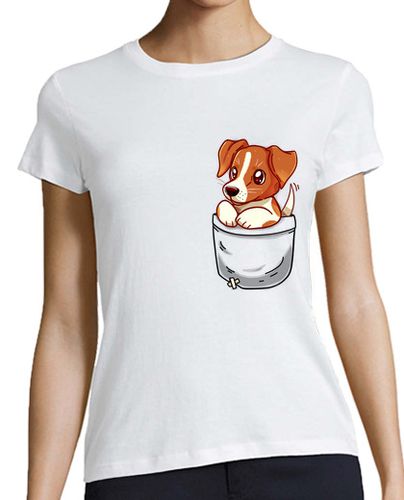 Camiseta mujer bolsillo lindo jack russell terrier - camisa de mujer - latostadora.com - Modalova