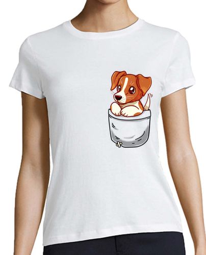 Camiseta Mujer Manga Corta bolsillo lindo jack russell terrier - camisa de mujer laTostadora - latostadora.com - Modalova