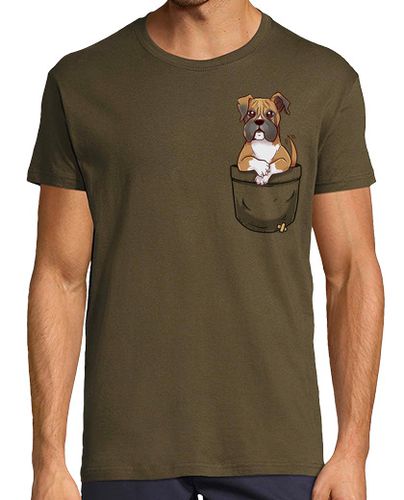 Camiseta Hombre Manga Corta bolsillo perrito boxeador lindo - camisa de hombre laTostadora - latostadora.com - Modalova