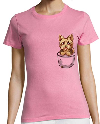 Camiseta Mujer Manga Corta bolsillo perrito yorkshire yorkshire lindo - camisa de mujer laTostadora - latostadora.com - Modalova