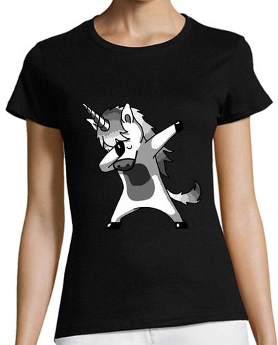 Camiseta Mujer Manga Corta Unicornio Negro Kawaii laTostadora - latostadora.com - Modalova