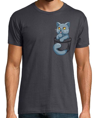 Camiseta bolsillo lindo británico gato de pelo corto - camisa de hombre - latostadora.com - Modalova