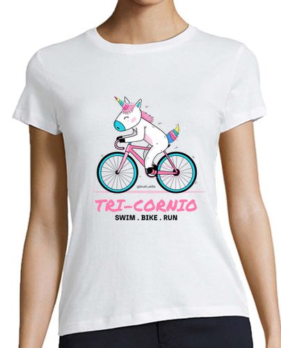 Camiseta mujer Mujer, manga corta, blanca, Unicornio bici laTostadora - latostadora.com - Modalova