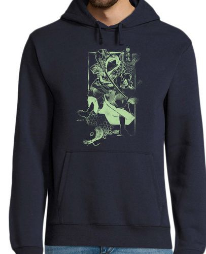 Sudadera Con Capucha Para Hombre Samurai y Carpa Green laTostadora - latostadora.com - Modalova