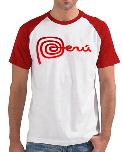 Camiseta Marca Perú -Hombre, estilo béisbol, blanca y roja - latostadora.com - Modalova