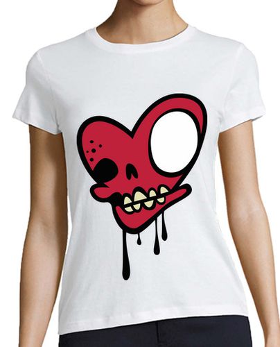 Camiseta mujer Calavera zombie corazón Roja - latostadora.com - Modalova